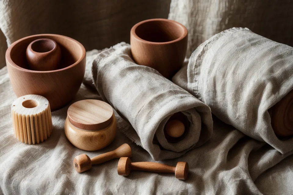 Frasco de aceite de almendras para maderoterapia facial, clave en el cuidado post-tratamiento de la piel