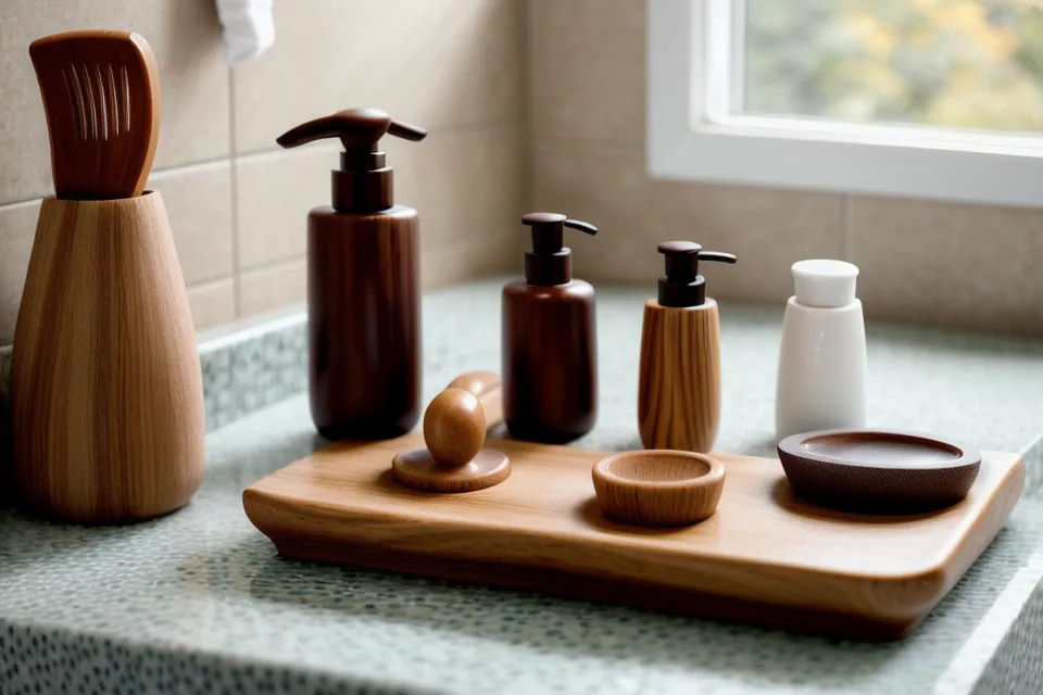 Sets de maderoterapia facial para principiantes, herramientas de madera guardadas como parte de una rutina de autocuidado en casa