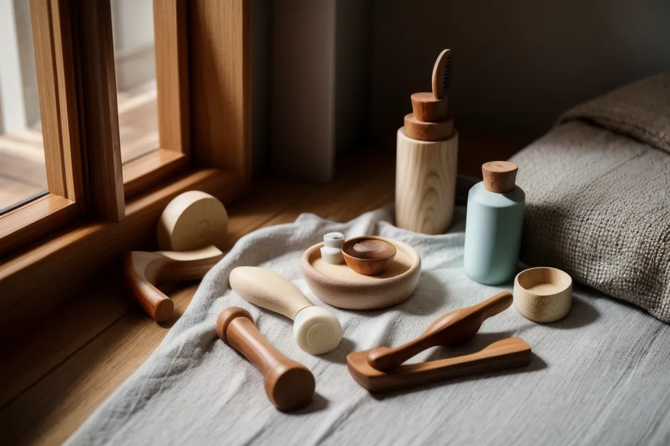 Aceite tibio para maderoterapia facial, ritual de autocuidado en casa contra la tensión de pantalla
