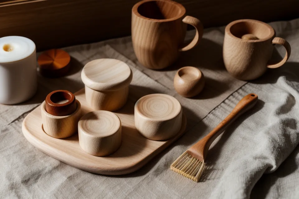 Veta de la madera de una copa sueca facial usada para relajación muscular en los pómulos