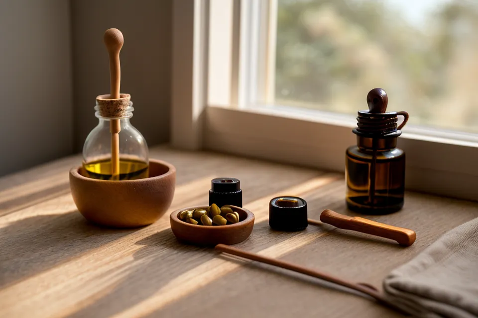 Maderoterapia facial para ojeras y bolsas después del trabajo, autocuidado con rodillo de madera