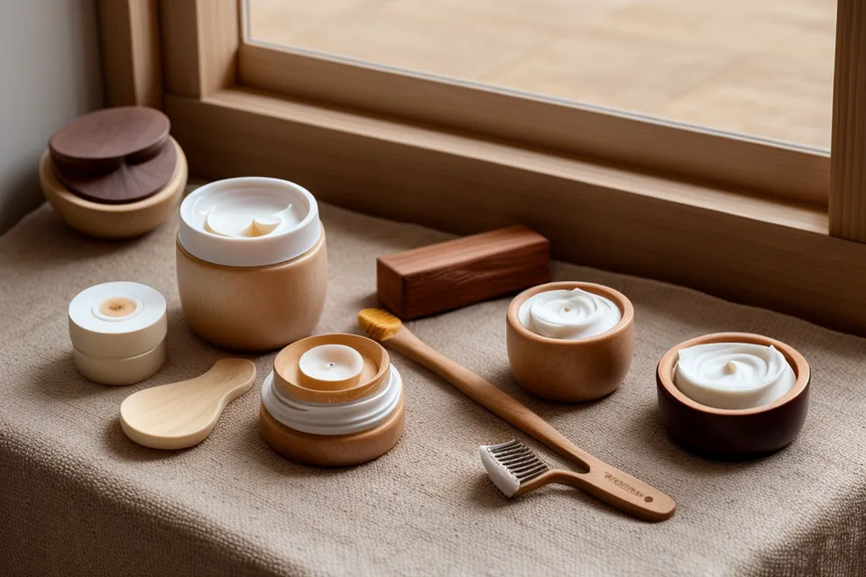 Diferencia entre rodillo y guasha de madera para principiantes en casa: dos herramientas de maderoterapia facial sobre una mesa clara