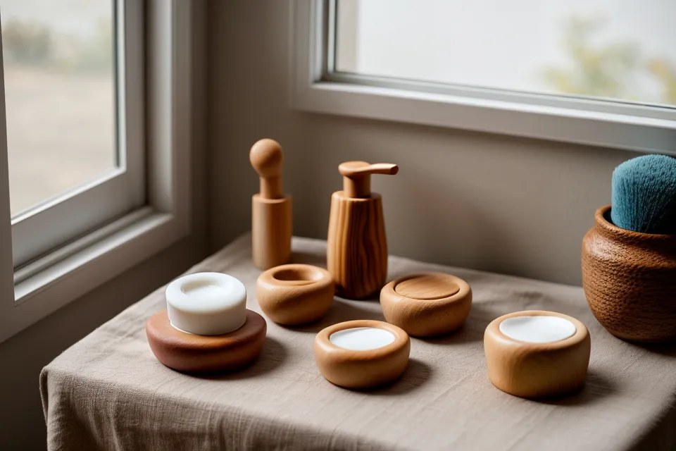 Guasha de madera con forma de corazón para maderoterapia facial en casa, apoyada junto a una planta suculenta